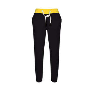 Women's Black Yellow Color Blocking Joggers Drawstring Waist Casual <b>Pants</b> Full Length Breathable <b>Spandex</b> Cotton Material - Product Image 3
