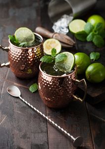 Copper cocktail serving <b>mug</b> set for stylish luxury lounge drinks hammered finish metal cups durable reusable serving <b>mugs</b> - Product Image 5