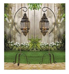 Lanterne en métal traditionnelle artisanale avec support pour décoration festive, Ramadan, Eid, éclairage d'ambiance pour la maison - Product Image 5
