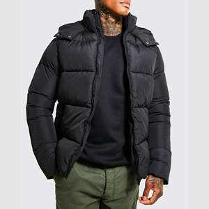 Hot Selling High Quality Custom Logo Printed Canvas Stand Collar Front Logo Men's Winter Outdoor Puffer Bomber <b>Jacket</b> - Product Image 4