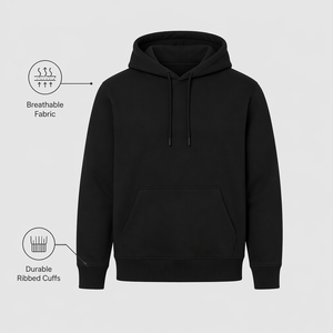 Sweat-shirt à capuche noir pour homme, coupe classique, en molleton de coton, décontracté, avec poche, pour l'automne - Product Image 2