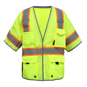 <b>Worker</b> Safety Clothing Zipper Up Vest <b>Jackets</b> High Visibility Polyester Construction Multi Pocket Security Vest <b>Jackets</b> - Product Image 2