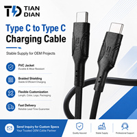 Cable de Carga Tipo C a Tipo C TIAN DIAN, Revestimiento de PVC, Blindaje Trenzado, Carga Rápida de 3A para Teléfono Móvil