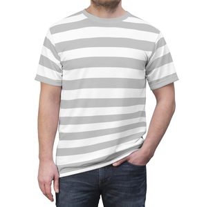 T-shirt rayé pour homme, manches courtes, col rond, décontracté, en coton tricoté, coupe classique, motif imprimé - Product Image 2