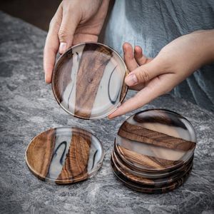 Posavasos de madera y resina de alta calidad con acabado decorativo en epoxi para uso doméstico y comercial - Product Image 3