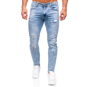 <b>Men</b> Slim Fit Denim Pants <b>Stretch</b> Casual Blue Jeans Comfortable Cotton Streetwear Fashion Wholesale with custom size and logo - Product Image 1