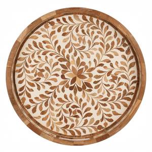 Imperial Crafted Home Handcrafted Resin <b>Wooden</b> <b>Round</b> Serving Tray Modern Geometric Decorative Food Platter Handle Home Kitchen - Product Image 2