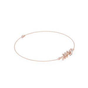 Bracelet en diamant cultivé en laboratoire à motif de feuille florale |   Bracelet chaîne en or rose massif 10K 14K 18K |   Bijou raffiné inspiré de la nature - Product Image 5