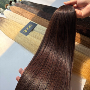 Extensions de cheveux humains naturels bruts vietnamiens en vrac, super double drawn, lisses, couleur brun foncé # 2 - Product Image 2