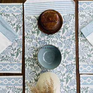 Set de table et serviettes imprimés à la main - Achetez des sets de table personnalisés, des nappes peintes à la main, des sets de table et serviettes imprimés à la main en stock - Product Image 5