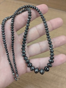 สร้อยคอเม็ดเพชรดำธรรมชาติทรงรอนเดลเหลี่ยมเพชรพลอย ขนาด 3 ถึง 8 มม. สำหรับทำเครื่องประดับ เกรด AAA ขายส่ง - Product Image 5