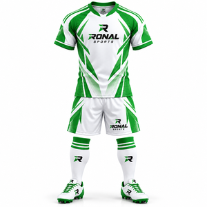 Camisetas de fútbol para hombre 100% poliéster, uniformes deportivos de fútbol, conjunto de uniforme de fútbol negro y naranja, camiseta de fútbol, conjunto de pantalones cortos de fútbol - Product Image 1