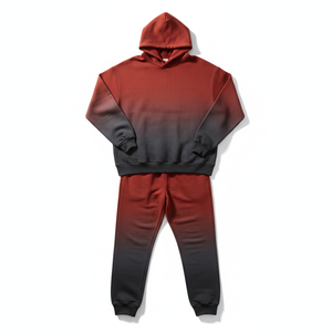 Conjunto Deportivo con Capucha para Hombre, Tallas Grandes, Color Degradado, Corte Holgado, 100% Algodón, Sudadera y Pantalones Largos, Ropa Casual de Otoño - Product Image 1