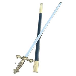 ดาบอัศวินเทมพลาร์ โลหะเหล็กดามัสกัส ผลิตตามสั่ง (OEM) สำหรับคอสเพลย์ฟรีเมสัน ยุคกลาง ด้ามจับทองเหลือง รับประกัน 3 ปี - Product Image 1