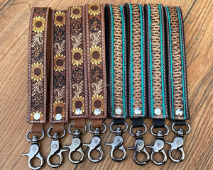 Vente en gros d'accessoires de sublimation usinés à la main porte-clés en cuir véritable personnalisé - Product Image 6