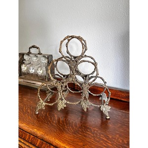 Vintage Cast Iron <b>Wine</b> Rack With Grape Design Rust Resistant Metal Holder For Home Bar Storage - Product Image 3