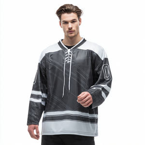 Maillot de hockey sur glace à coupe ample, sublimation, vêtement d'entraînement, hauts de maillot de hockey à manches longues, maillot de hockey sur glace avec cordon de serrage - Product Image 1