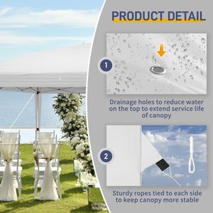 Tente instantanée blanche 10x20 avec 6 panneaux latéraux, 2 portes, 4 fenêtres en maille, structure en acier thermolaqué 28/22 mm, croisillons 10x20 mm - Product Image 6