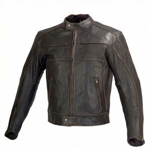 NAI-0798A Chaqueta de cuero estilo universitario para motociclista, modelo Summer Twin, talla XL, con cremallera, cuello con capucha, acolchada, efecto curtido, color personalizado - Product Image 1