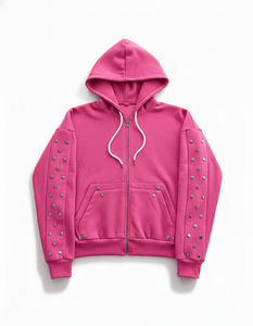 Conjunto Deportivo Personalizado de Dos Piezas para Hombre y Mujer, Sudadera con Capucha y Pantalones Cortos con Pedrería - Product Image 5