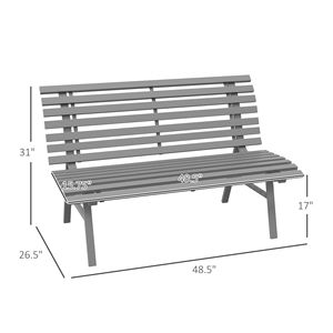 Panca esterna leggera in alluminio grigio con sedile a doghe per Patio moderno o aree del parco - Product Image 3