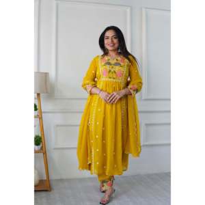 Hermoso conjunto de traje de fiesta para mujer con parte superior inferior Dupatta - Product Image 5