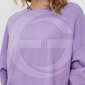 Sweat-shirt pour femme en polaire imperméable, grande taille, avec logo personnalisé, manches longues, col rond, épaules tombantes - Product Image 2