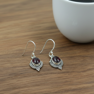 925 Sterling Silver <b>Garnet</b> Drop <b>Earrings</b> Rose Gold Yellow Gold Plated Handmade Vintage Boho Women Jewelry - Product Image 6