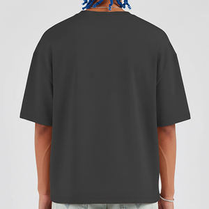 T-shirt Homme Oversize Noir Uni à Manches Courtes Col Rond en Coton Tricoté avec Logo Imprimé – Style Décontracté à Prix Abordable - Product Image 5