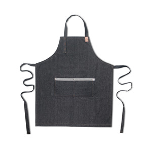 Grembiule Roma in denim nero con tasca per uso in cucina - Product Image 1
