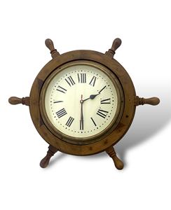 Horloge murale de style roue de bateau de 18 pouces |   Horloge murale en bois nautique pour la décoration de la maison, du bureau et de l'hôtel |   Exportation en gros - Product Image 2