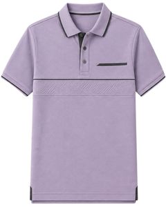 Camiseta Polo Personalizada para Hombre en Lavanda y Negro, Manga Corta, Casual, para Golf, Transpirable, Verano, Poliéster Premium - Product Image 1