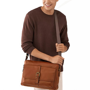 satchel <b>bag</b> leather crossbody structured vintage style laptop compatible <b>work</b> office travel <b>bag</b> for men women professional use - Product Image 2