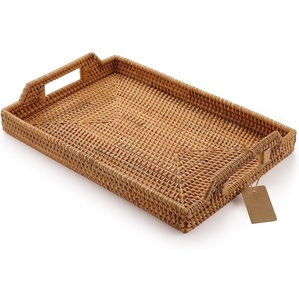 Bandeja de ratán indio natural tejida a mano para almacenamiento, decoración de mesa, desayuno, café, bandeja decorativa, precio al por mayor - Product Image 3