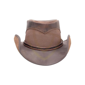 Chapeaux de cowboy en cuir en gros, style vintage personnalisé, chapeaux de cowboy en cuir marron effet vieilli - Product Image 2