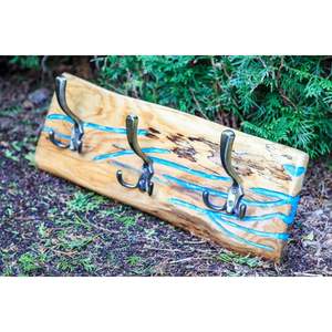 <b>Wooden</b> Eco-Friendly Vintage Wall Mounted Self-adhesive <b>Coat</b> Rack <b>Hooks</b> Rails 4 <b>Hooks</b> Multifunctional Handmade Entryway Organizer - Product Image 2