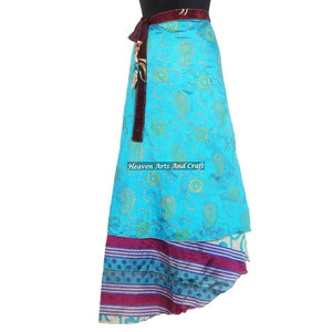 Handmade Vintage Silk Magic Reversible <b>Sarong</b> Pareo <b>Wrap</b> Skirt Tube Dress 2 Layer Reversible Magic Silk Saris <b>Wrap</b> Long Skirt - Product Image 5