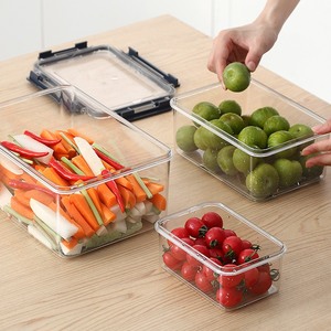 Stackable <b>Square</b> PET <b>Plastic</b> Food Storage <b>Container</b> Set Modern Design Airtight Lid Microwave Freezer Safe 550ml/1400ml/3000ml - Product Image 2