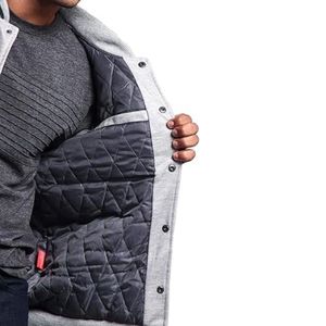 Blouson universitaire classique en cuir gris clair et noir avec manches en cuir, corps en laine, style bomber de baseball, uniforme universitaire, vêtement d'extérieur pour homme - Product Image 5