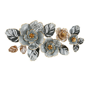 Luxury 3D Metal <b>Flower</b> <b>Wall</b> Art Modern Floral <b>Wall</b> Decor Sculpture Wholesale Gold Gray Hanging Ornaments for Living Room Art - Product Image 1