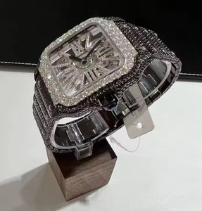 Montre mécanique de luxe en acier inoxydable, boîtier carré, verre saphir, cadran ajouré, mouvement analogique, unisexe - Product Image 6