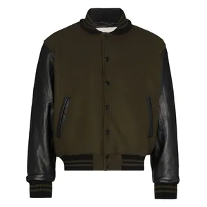 Hot Selling Custom Men's Fashion Canvas Varsity <b>Jacket</b> Cool <b>Winter</b> Baseball Style with Stand Collar - Product Image 1