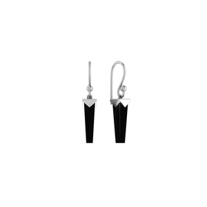 Premium Real Pure 925 Sterling Silver Black <b>Onyx</b> Pencil Shape Dangle <b>Earrings</b> Bezel Setting Trendy Wedding Party Gift - Product Image 1