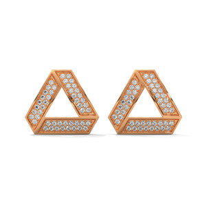 Pendientes de Diamantes Triangulares en Tono Oro Rosa, Pendientes Geométricos para Mujer, Joyería para Fiestas - Product Image 1