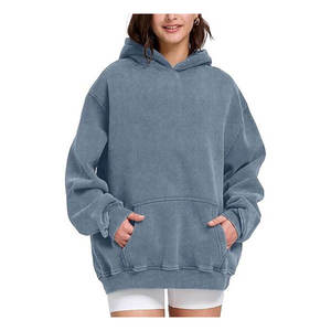 Sudadera con capucha unisex de poliéster y algodón personalizada, lavada al ácido, de felpa francesa, estilo vintage, extragrande, de invierno, de peso pesado, corte holgado, color piedra. - Product Image 2