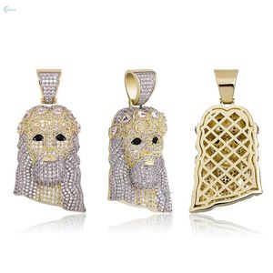 Pendentif Tête de Jésus Micro-Pavé avec Diamants de Laboratoire, Style Hip-Hop, en Argent Sterling 925, Style Rappeur, Unisexe - Product Image 3