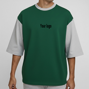 2026 New 100% Cotton Jersey 2 Tone Men's Loose Fit Eco-Friendly Breathable Anti-Wrinkle Quick Dry High Quality T Shirts For Men - Product Image 1