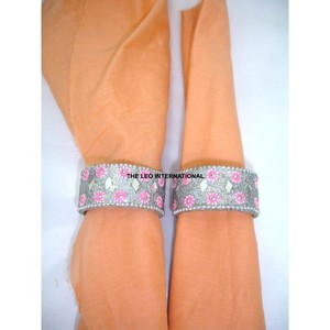 Set Of 2 Set Designer Iron Napkin Ring Handmade Round Wedding <b>Table</b> Decorative Napkin Holder for Hotel Dining & <b>Party</b> Use - Product Image 1