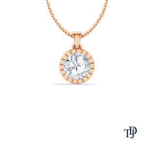 Colgante solitario de diamante (natural) en oro de 10 quilates con engaste milgrain vintage, un diseño atemporal. - Product Image 1