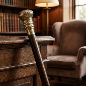 Bâtons de marche rustiques modernes en bois naturel écologique avec poignée en laiton poli, idéaux pour les cadeaux - Product Image 5